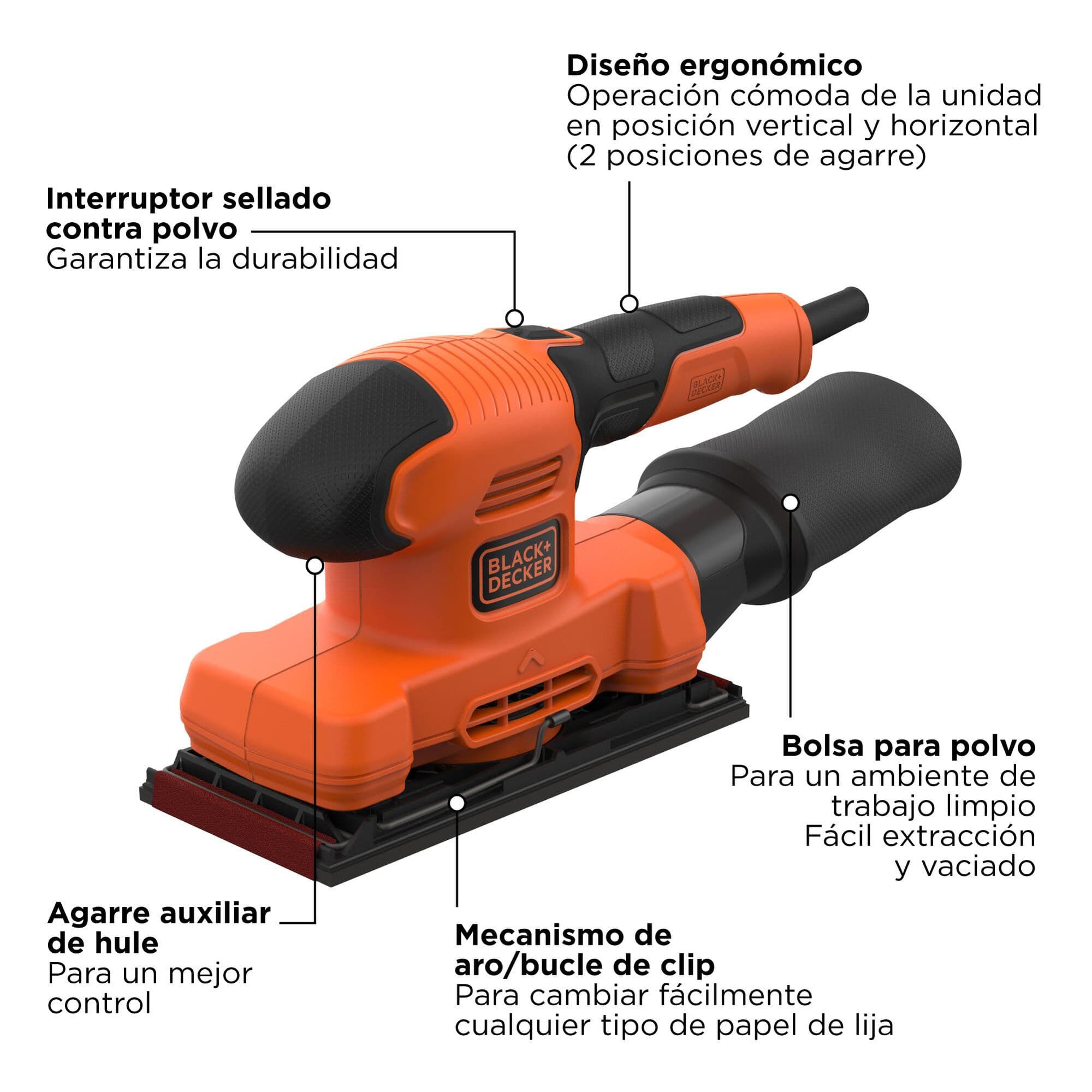 LIJADORA ORBITAL 1/3 220W BLACK+DECKER