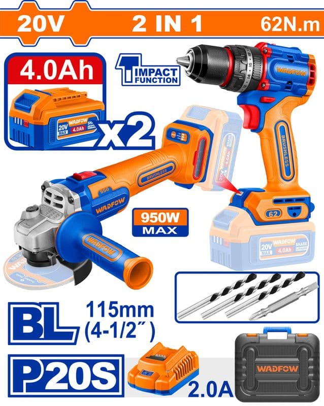 COMBO DE HERRAMIENTAS INALÁMBRICAS INDUSTRIAL 2 PIEZAS