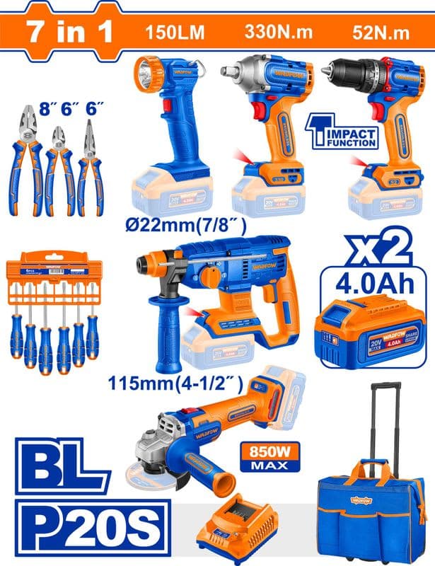 COMBO DE HERRAMIENTAS INALÁMBRICAS 7 PIEZAS